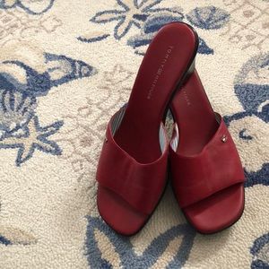 Tommy Hilfiger red slide sandals
